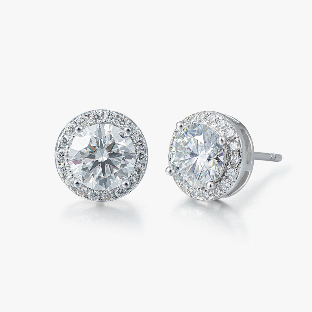 Moissanite S925 Round Halo Stud Earrings