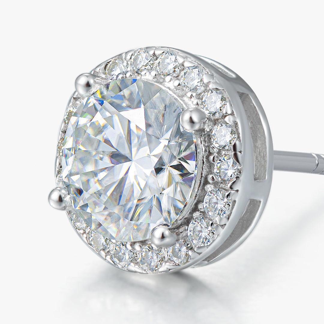 Moissanite S925 Round Halo Stud Earrings