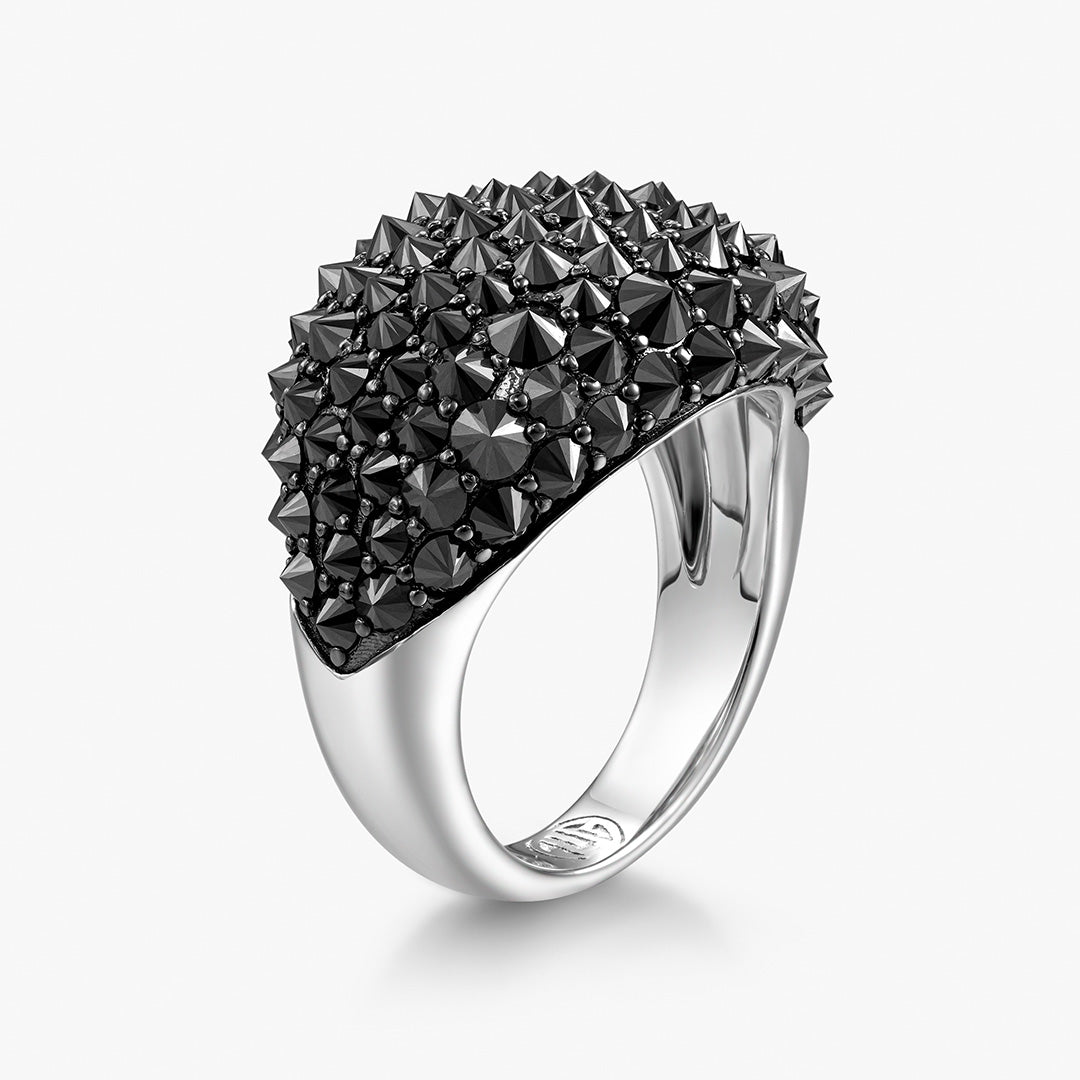 Moissanite Black Reverse Set Pave Diamond Ring