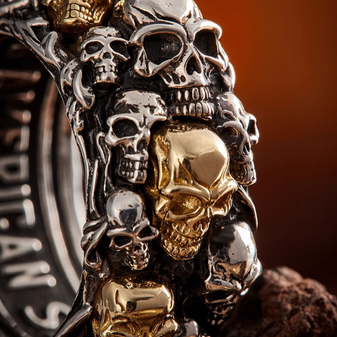 RockRide  Gothic Multi-Skull Ring