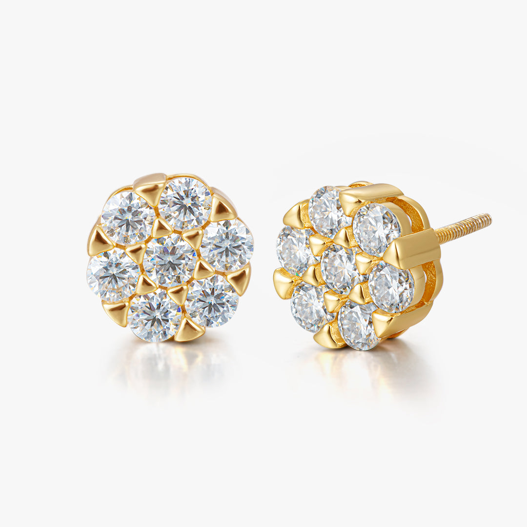 Moissanite S925 Clustered Hexagon Stud Earrings